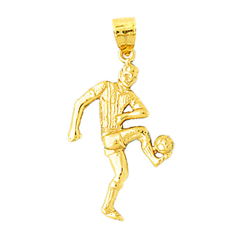 Image of ID 1 14K Gold Soccer Ball and Player Pendant