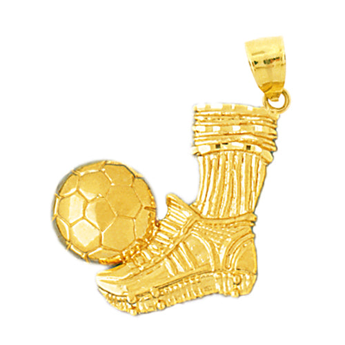 Image of ID 1 14K Gold Soccer Cleat and Ball Pendant