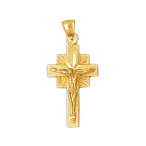 Image of ID 1 14K Gold Sunburst Crucifix Pendant