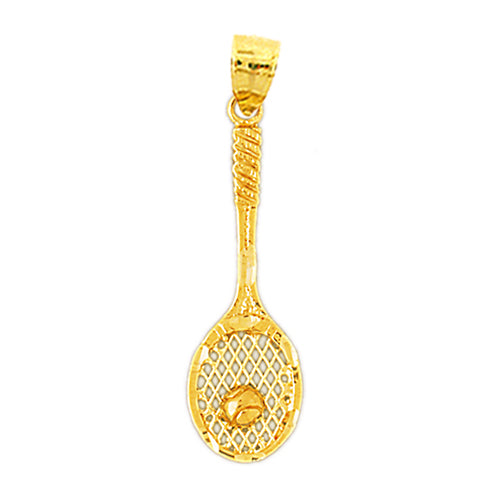Image of ID 1 14K Gold Tennis Racquet with Ball Pendant