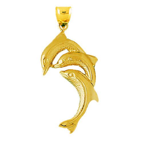 Image of ID 1 14K Gold Three Dolphin Calves Pendant