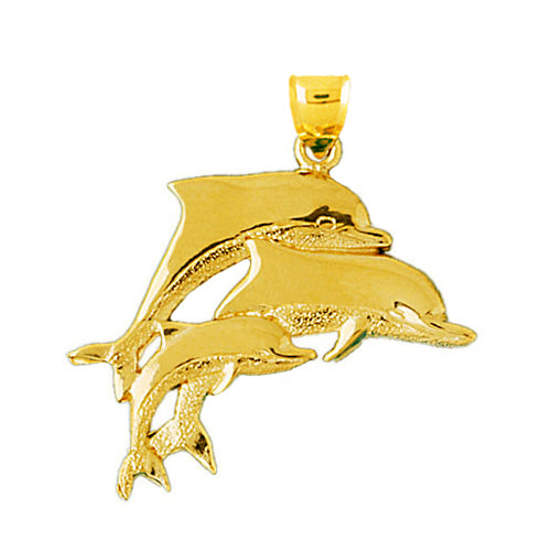 Image of ID 1 14K Gold Triple Dolphins Traveling Pendant