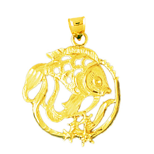 Image of ID 1 14K Gold Tropical Fish and Starfish Medallion