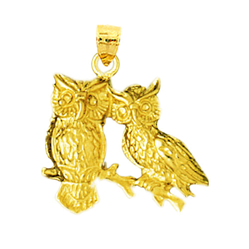 Image of ID 1 14K Gold Two Owls Pendant