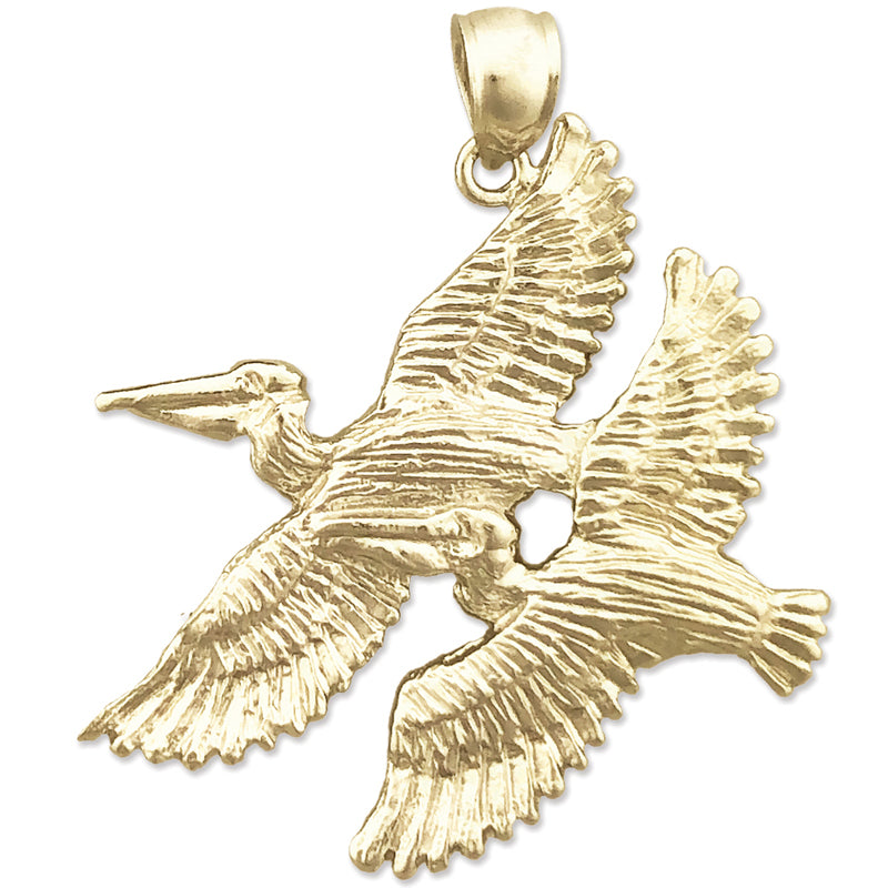 Image of ID 1 14K Gold Two Pelicans Pendant