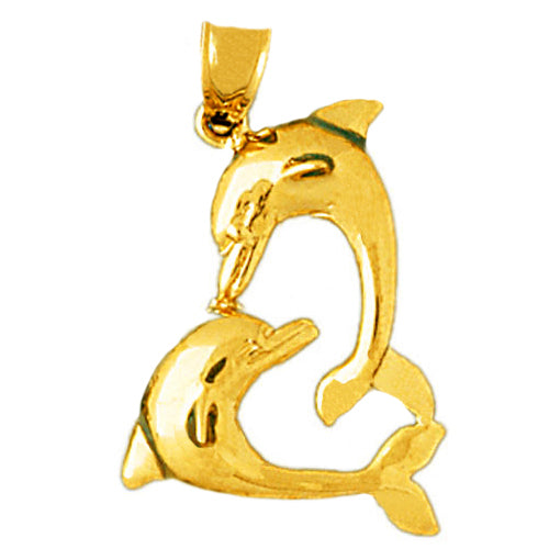 Image of ID 1 14K Gold Two Playful Dolphins Pendant