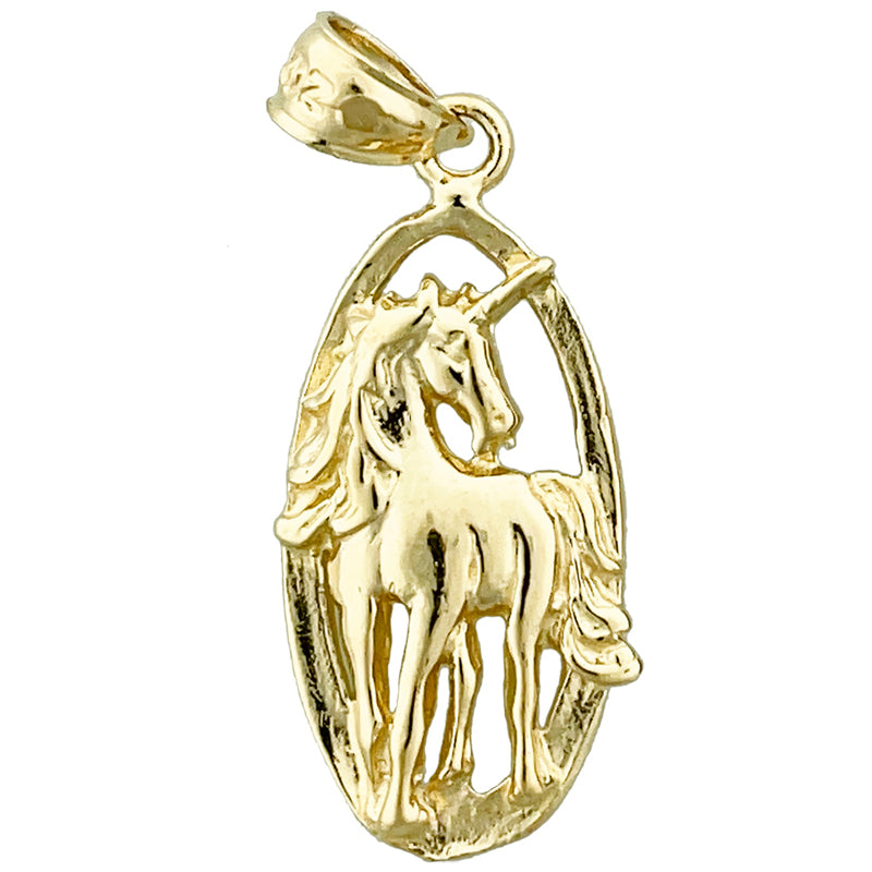 Image of ID 1 14K Gold Unicorn Charm Medallion