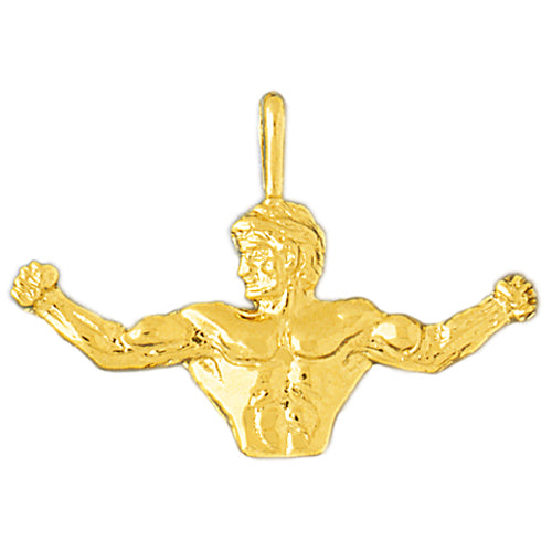 Image of ID 1 14K Gold Upper Body Bodybuilder Pendant