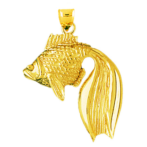 Image of ID 1 14K Gold Veiltail Goldfish Pendant