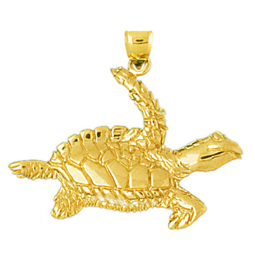 Image of ID 1 14K Gold Ventral View Sea Turtle Pendant
