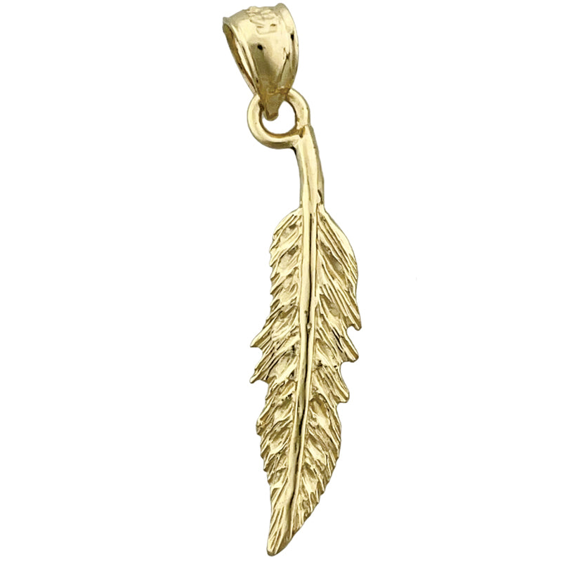 Image of ID 1 14K Gold Western Feather Pendant