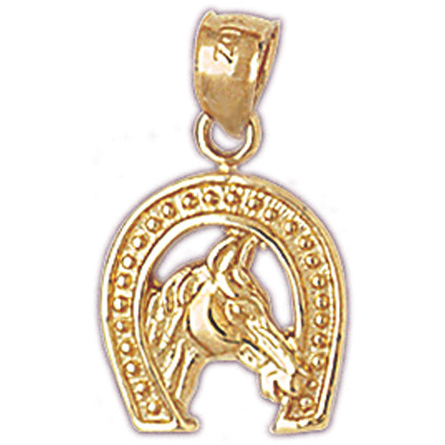 Image of ID 1 14K Gold Western Horse Head Horseshoe Charm