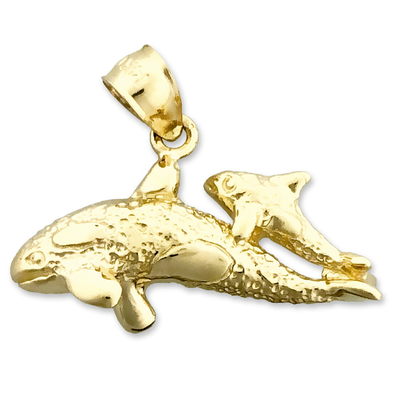 Image of ID 1 14K Gold Whale and Calf Charm