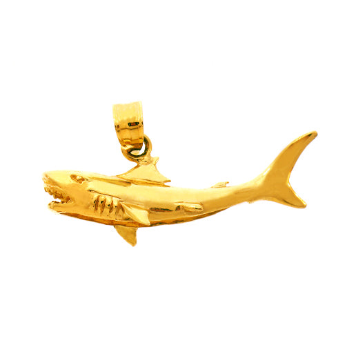 Image of ID 1 14K Gold Wild Shark with Teeth Pendant
