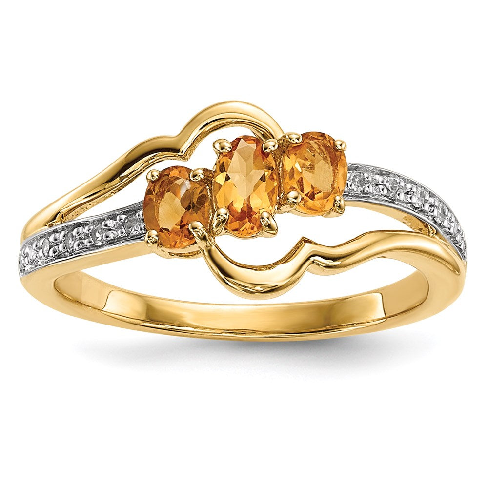 Image of ID 1 14K Gold w/ Citrine & Real Diamond Polished Ring