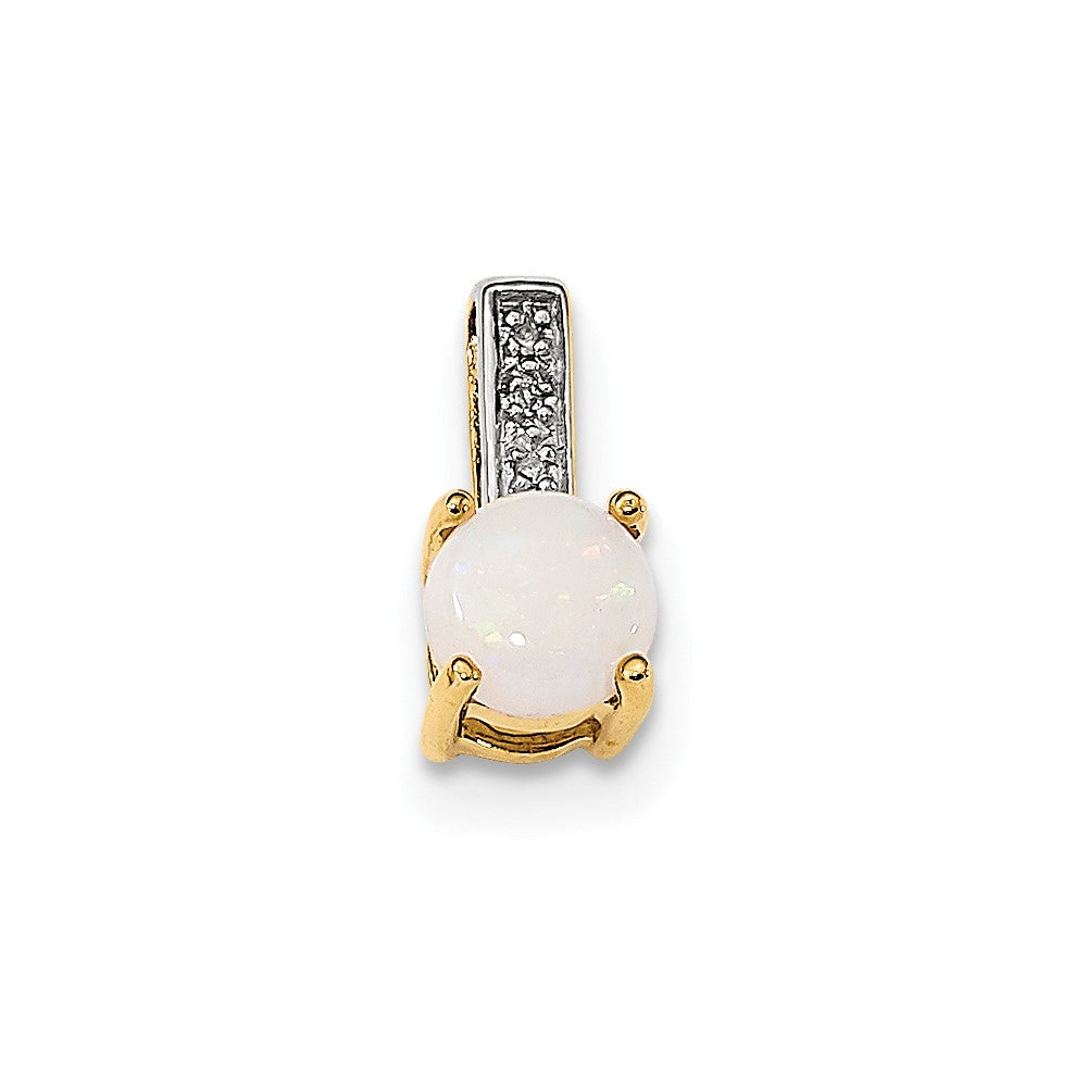 Image of ID 1 14K Gold with Diamond and Opal Polished Pendant