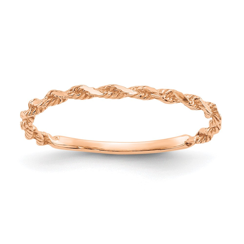 Image of ID 1 14K Rose Gold Diamond-cut Textured Rope Band Ring