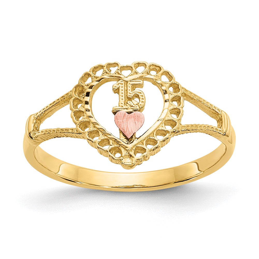 Image of ID 1 14K Two-Tone Gold 15 Heart Ring