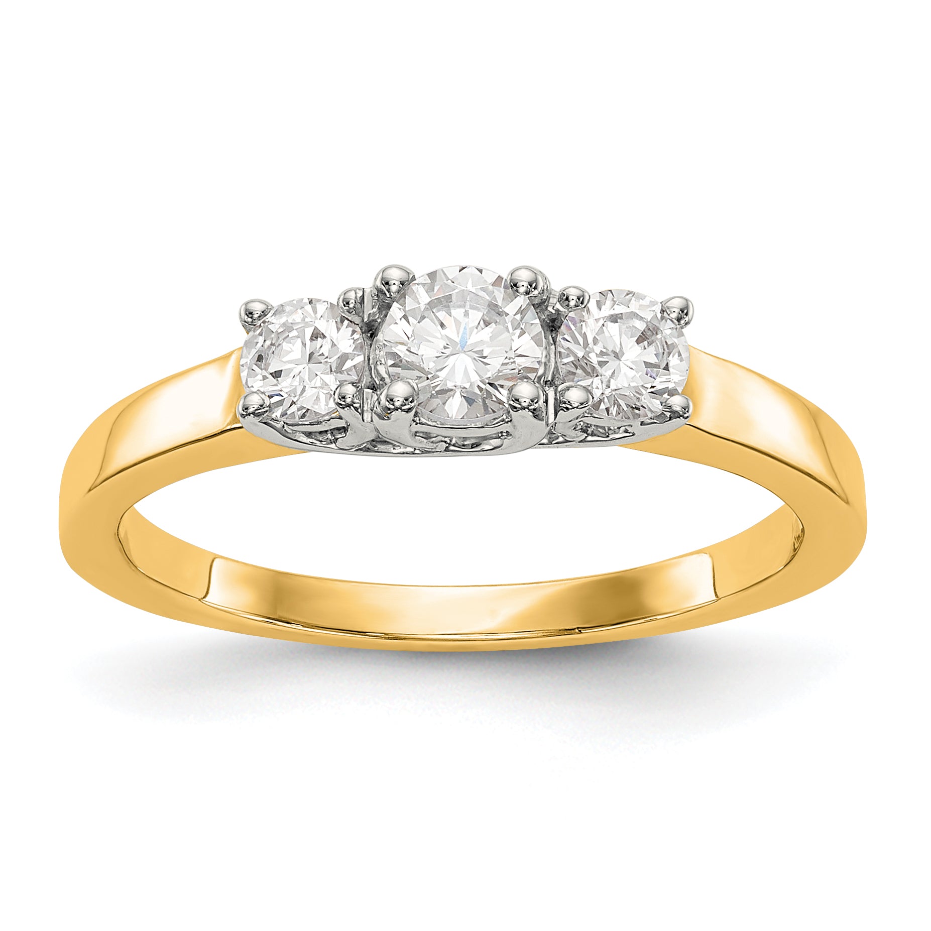 Image of ID 1 14K Two tone 3 Stone Simulated Diamond Engagement Ring