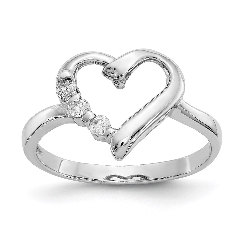 Image of ID 1 14K White Gold 10ct Real Diamond Heart Ring