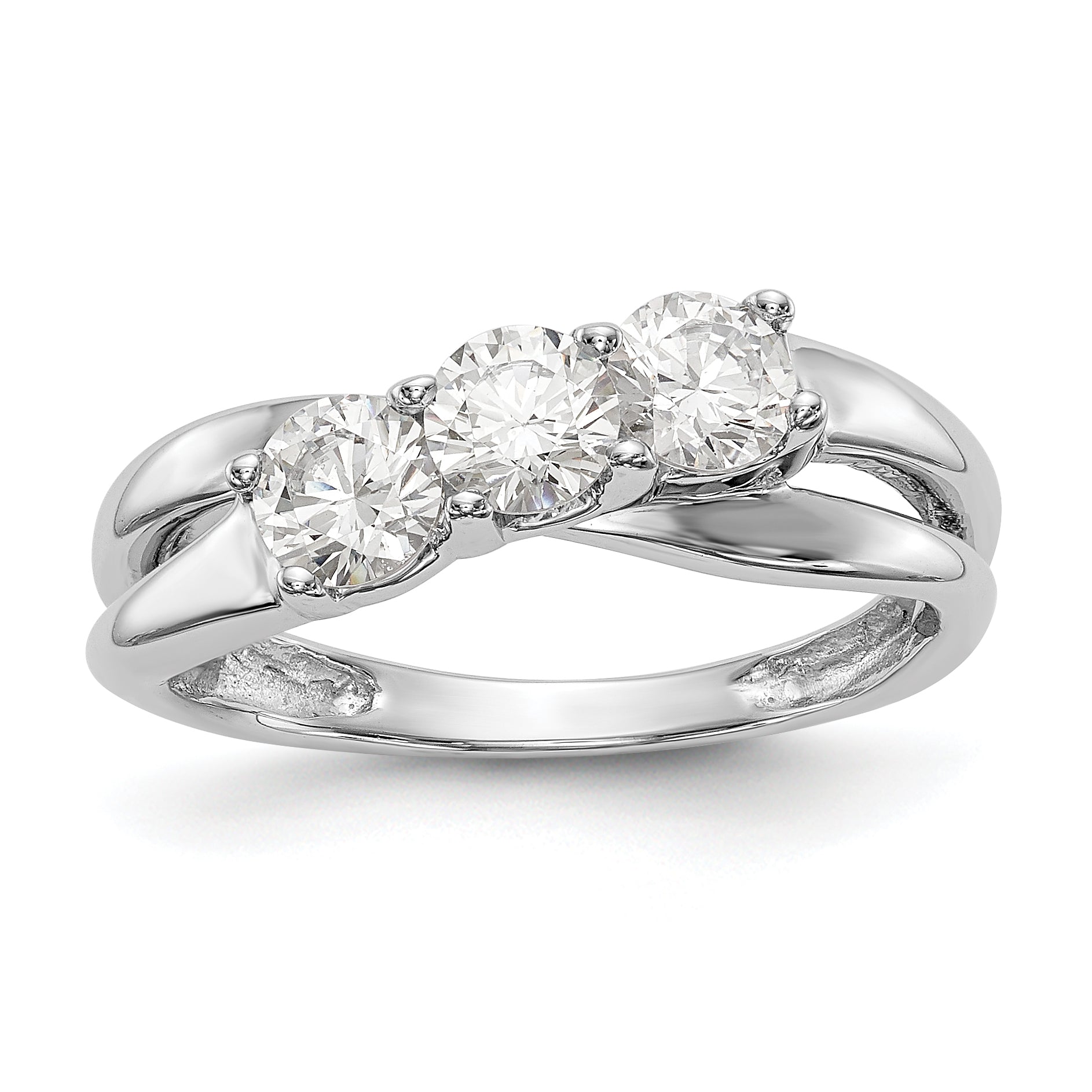 Image of ID 1 14K White Gold 3 Stone Diamond Engagement Ring