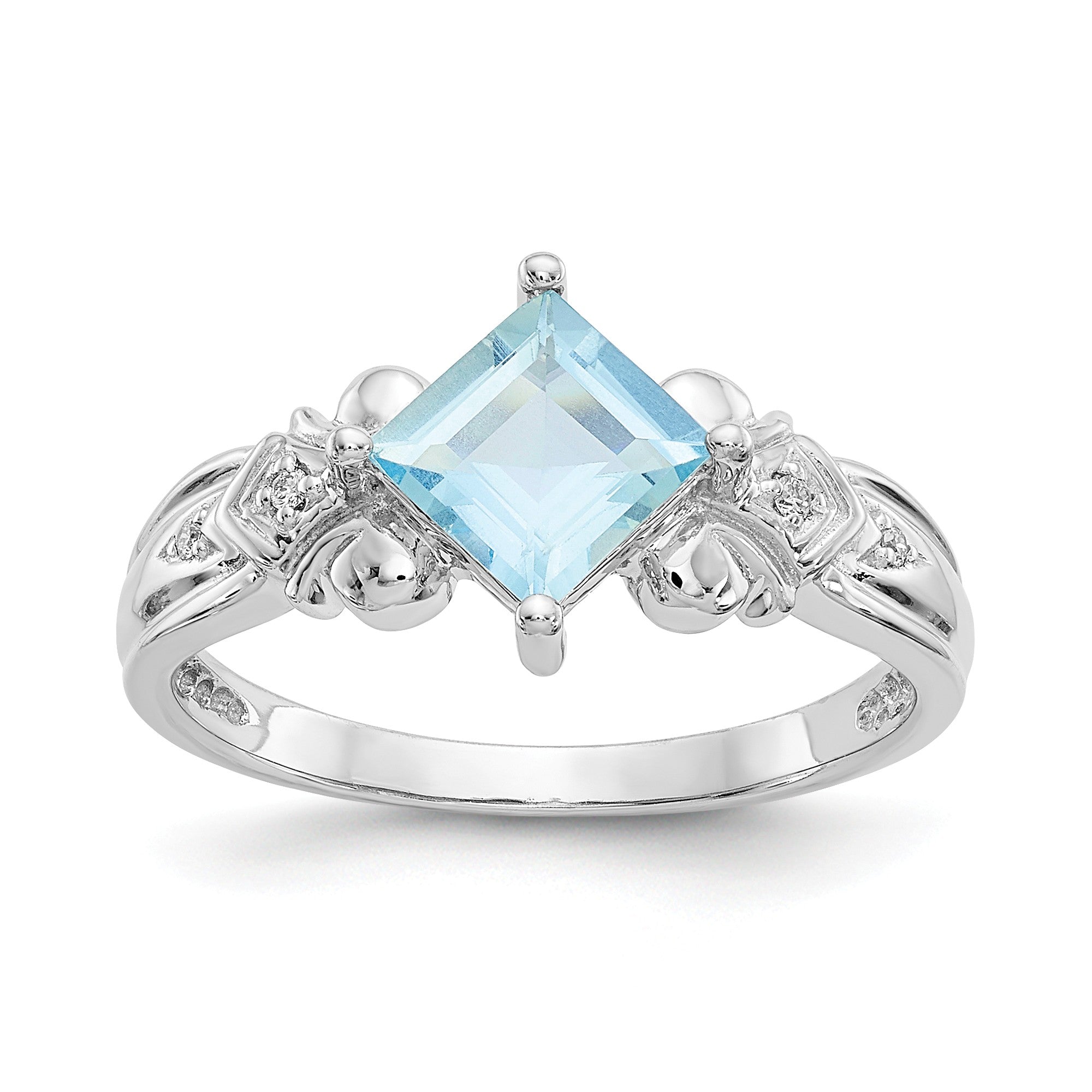 Image of ID 1 14K White Gold Aquamarine And Diamond Ring