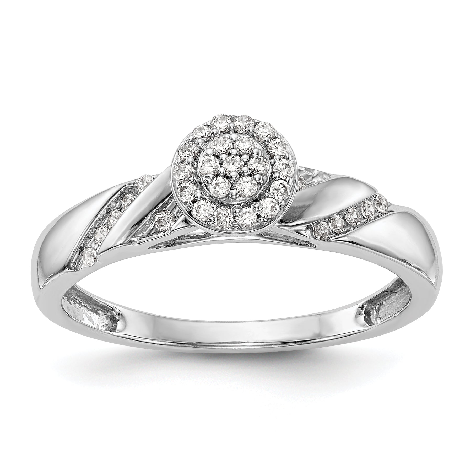 Image of ID 1 14K White Gold Complete Diamond Trio Cluster Engagement Ring