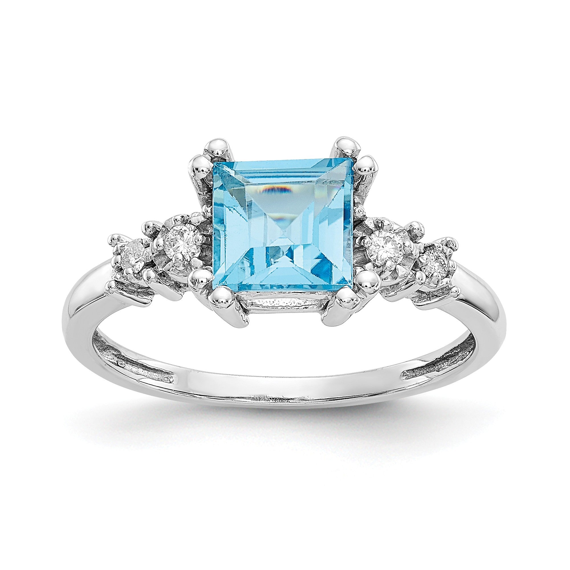 Image of ID 1 14K White Gold Diamond And Blue Topaz Ring