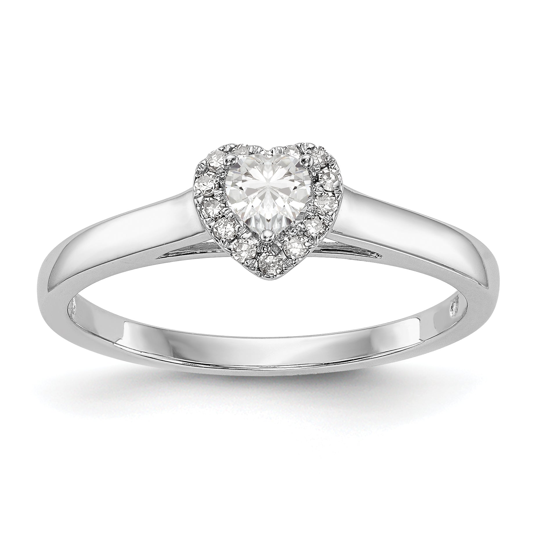 Image of ID 1 14K White Gold Diamond Heart CZ Halo Engagement Ring