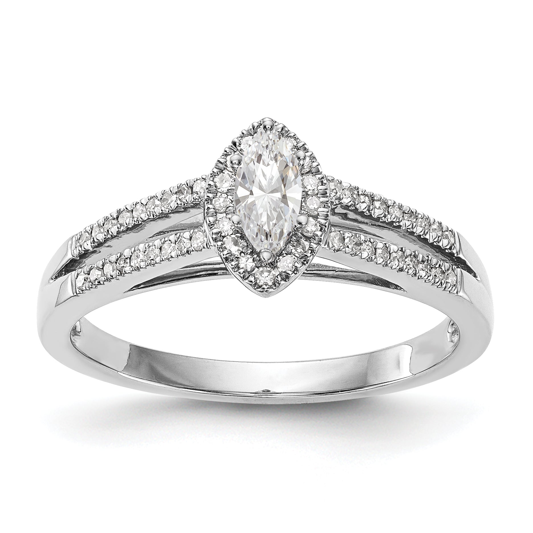 Image of ID 1 14K White Gold Diamond Marquise CZ Halo Engagement Ring