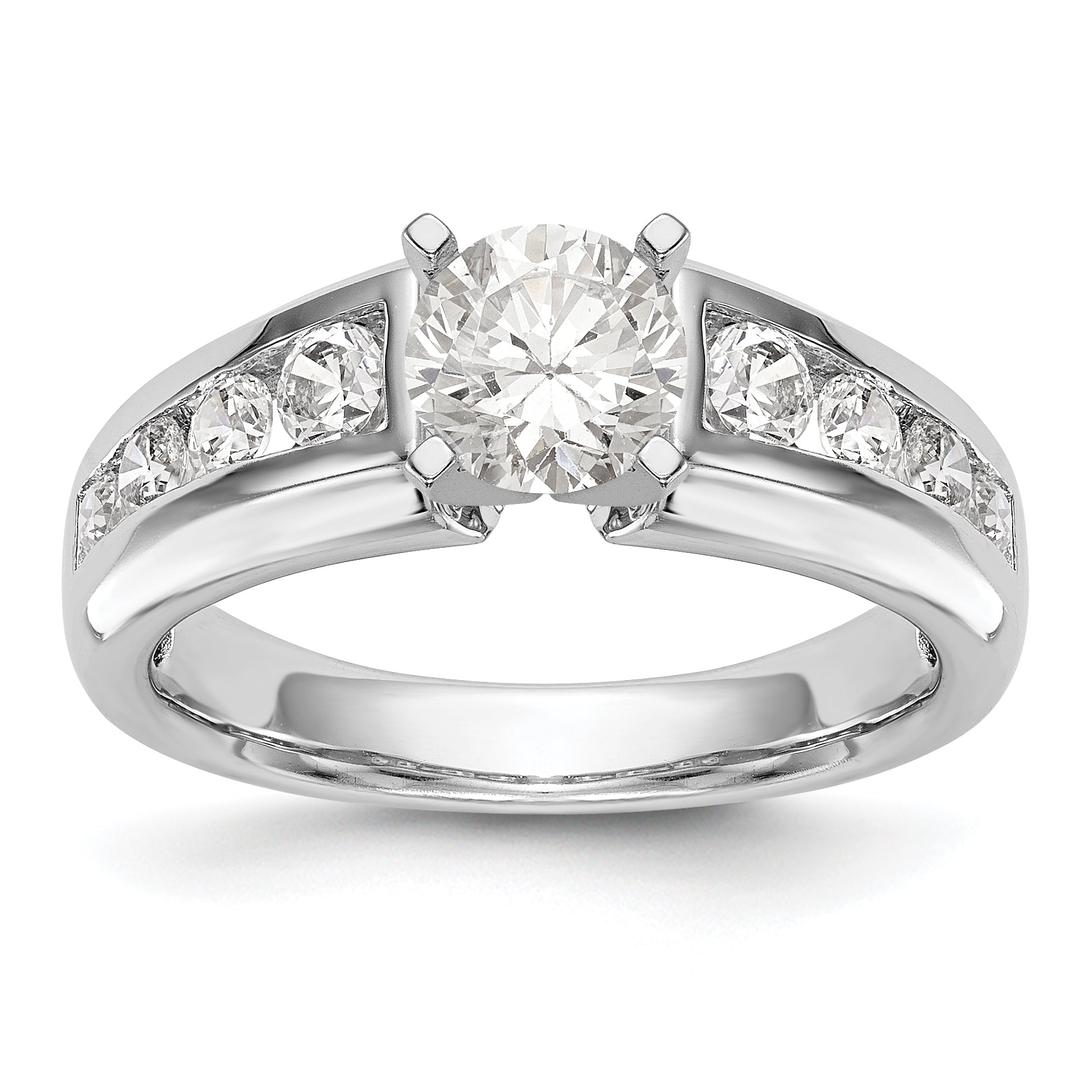 Image of ID 1 14K White Gold Diamond Peg Set Engagement Ring