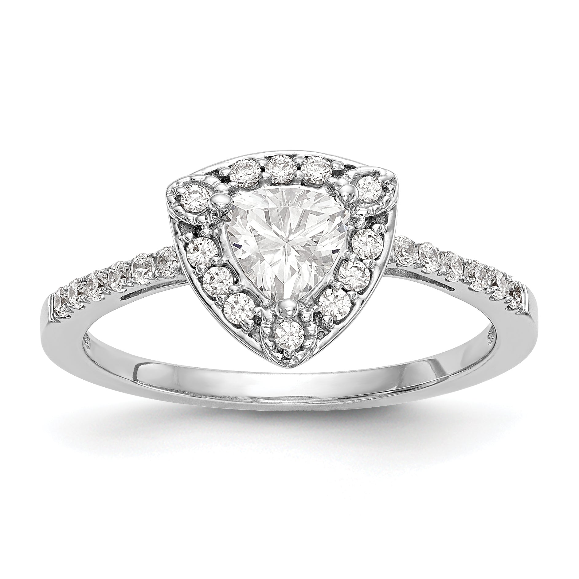 Image of ID 1 14K White Gold Diamond Trillion CZ Halo Engagement Ring
