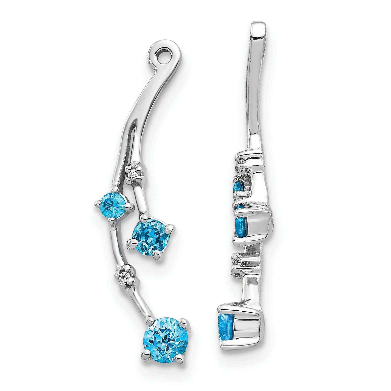 Image of ID 1 14K White Gold Diamond and Blue Topaz Dangle Earring Jackets