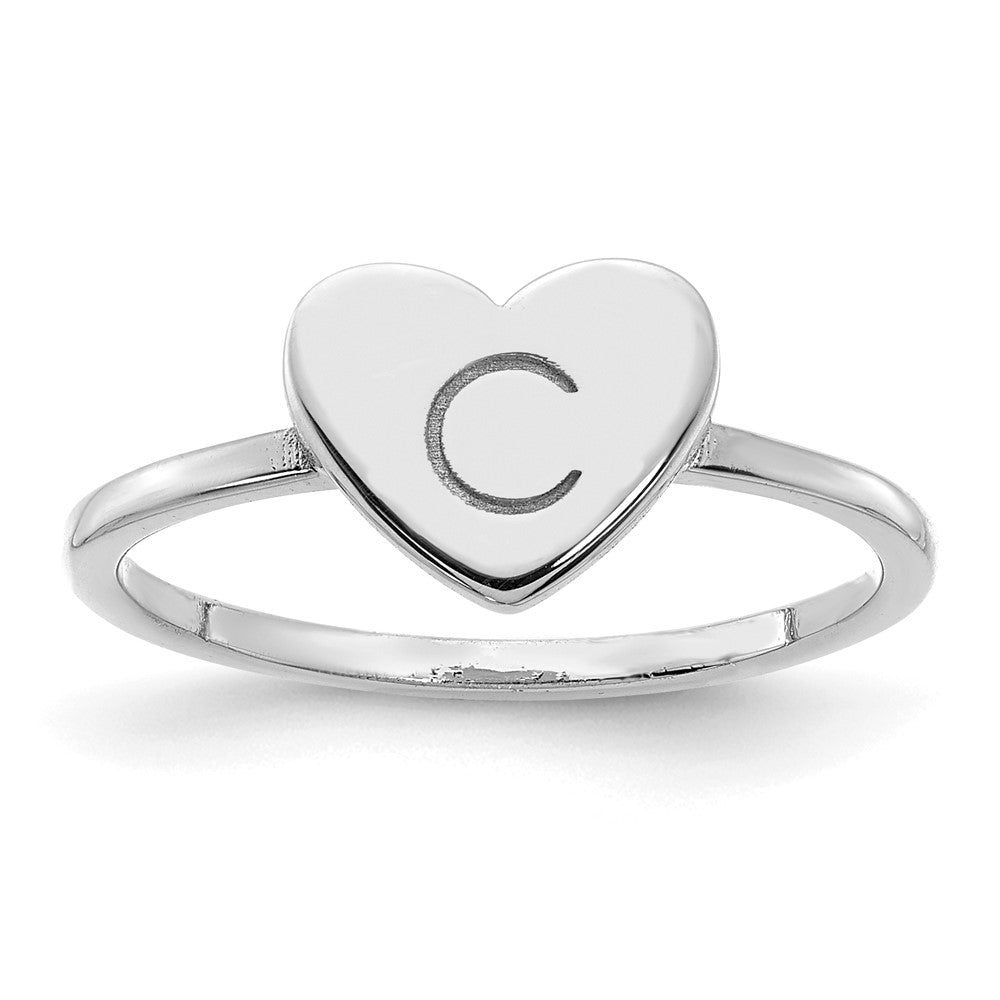 Image of ID 1 14K White Gold Initial Heart Signet Ring