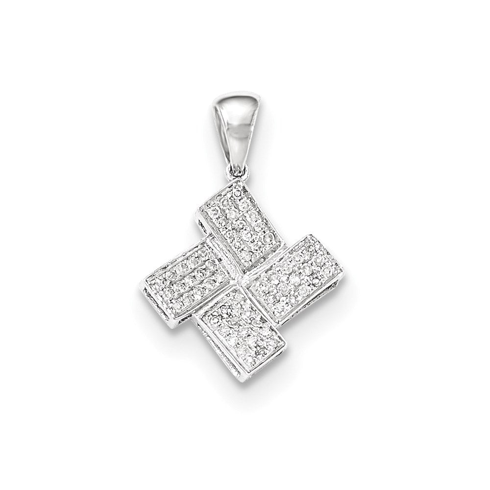 Image of ID 1 14K White Gold Pavâ€š Real Diamond Squares Pendant