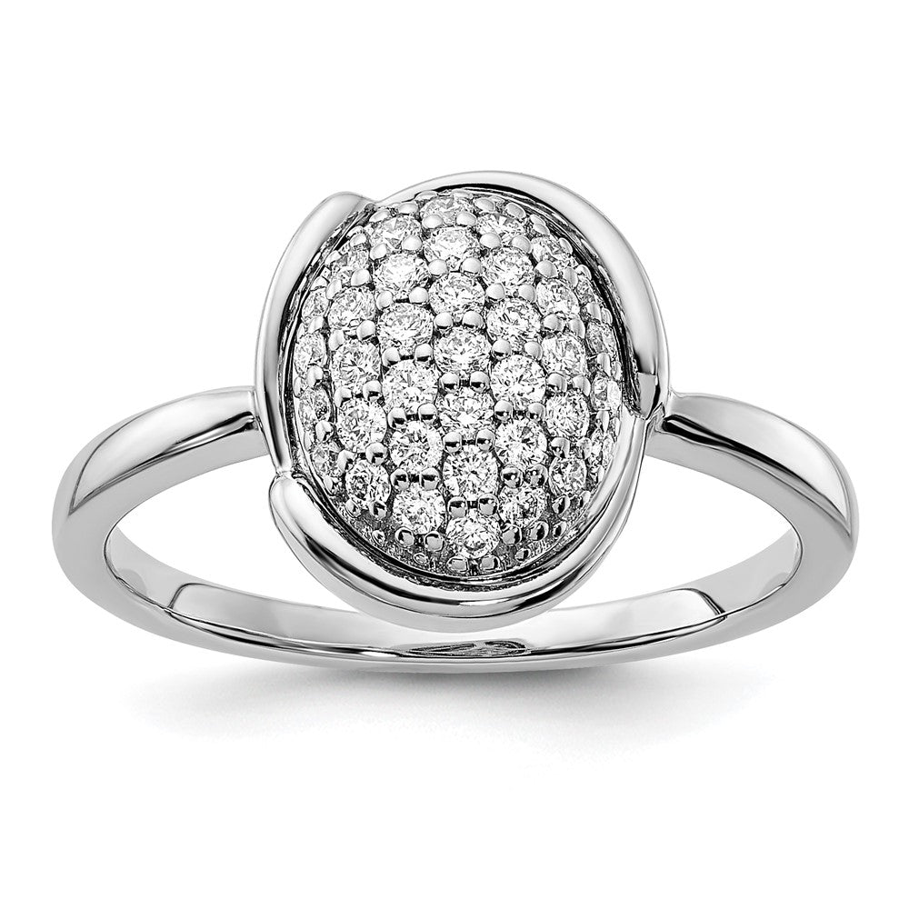 Image of ID 1 14K White Gold Polished Oval Pave Real Diamond Ring