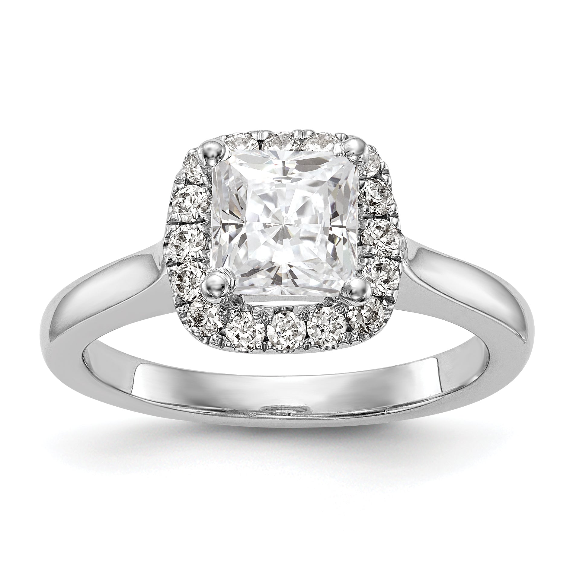 Image of ID 1 14K White Gold Princess Simulated Diamond Cushion Halo Engagement Ring