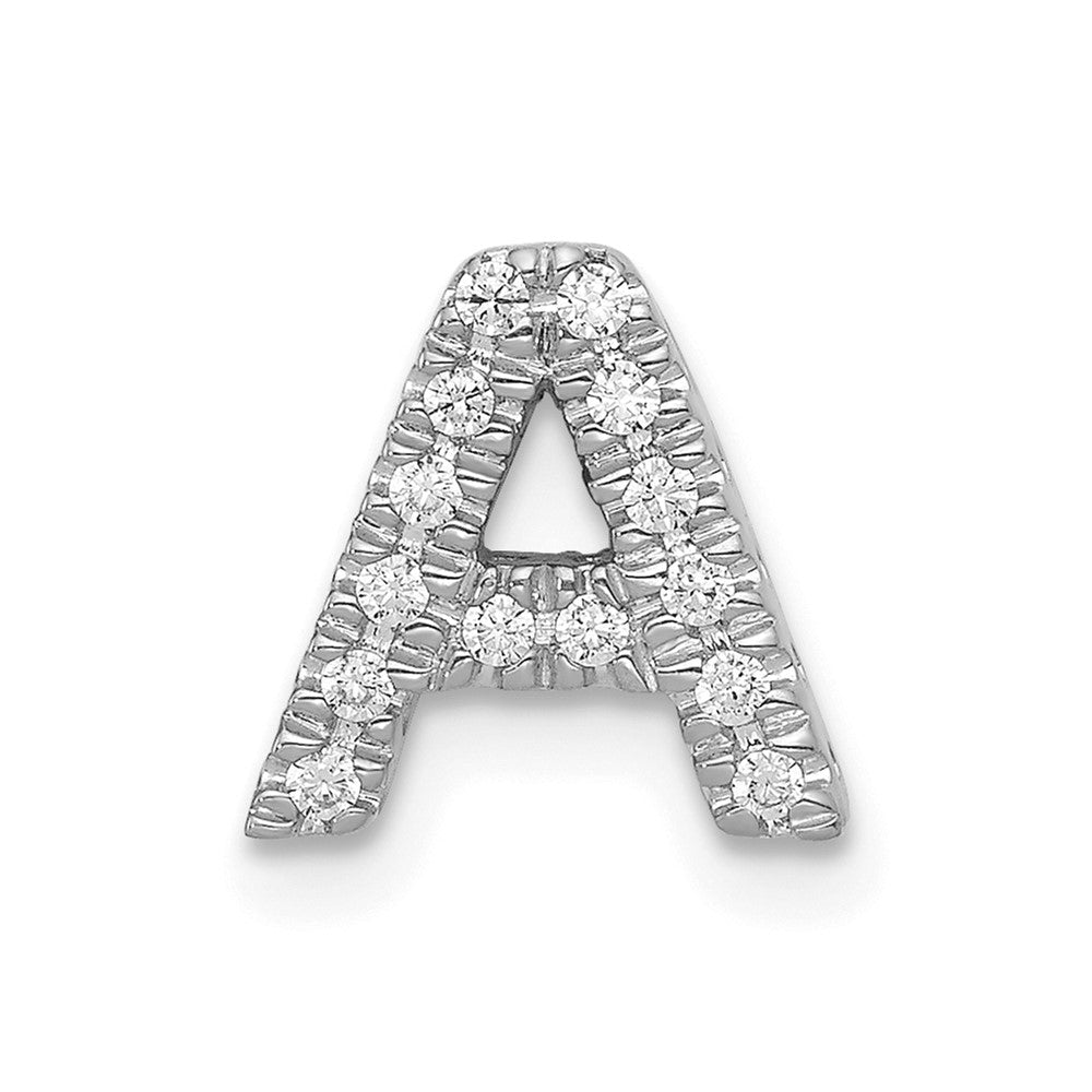 Image of ID 1 14K White Gold Real Diamond Letter A Initial Charm