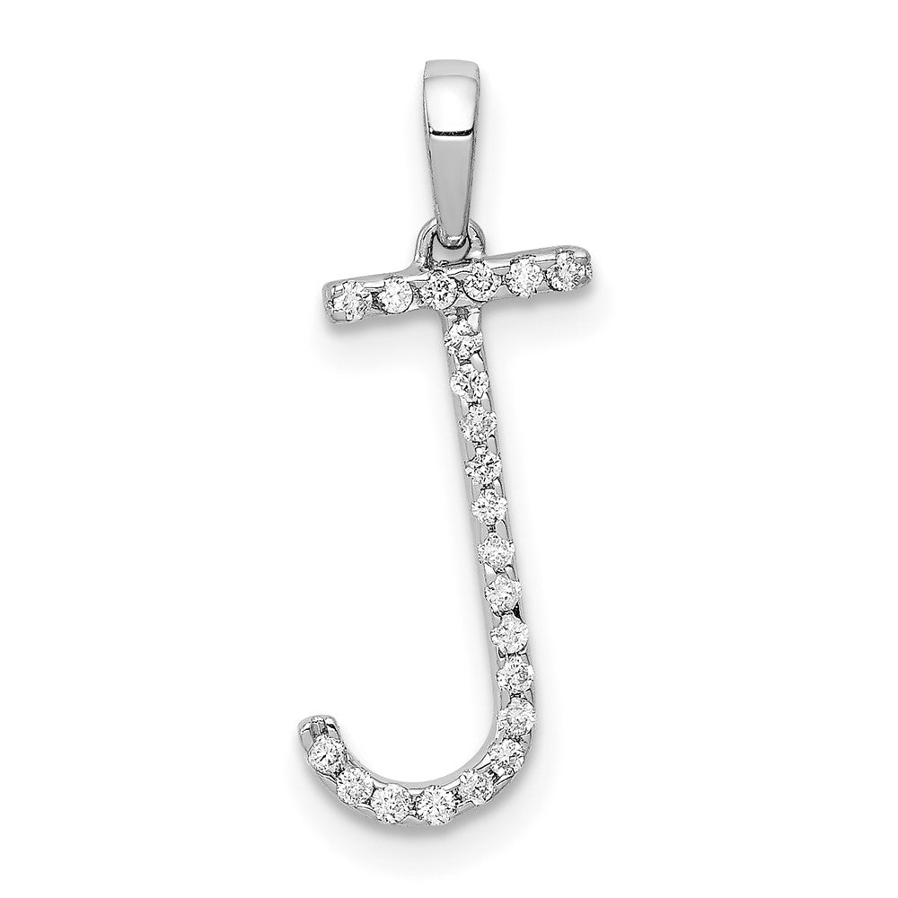 Image of ID 1 14K White Gold Real Diamond Letter J Initial Pendant