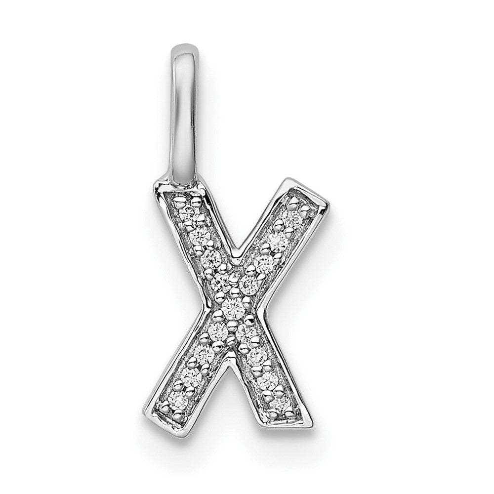 Image of ID 1 14K White Gold Real Diamond Letter X Initial Pendant