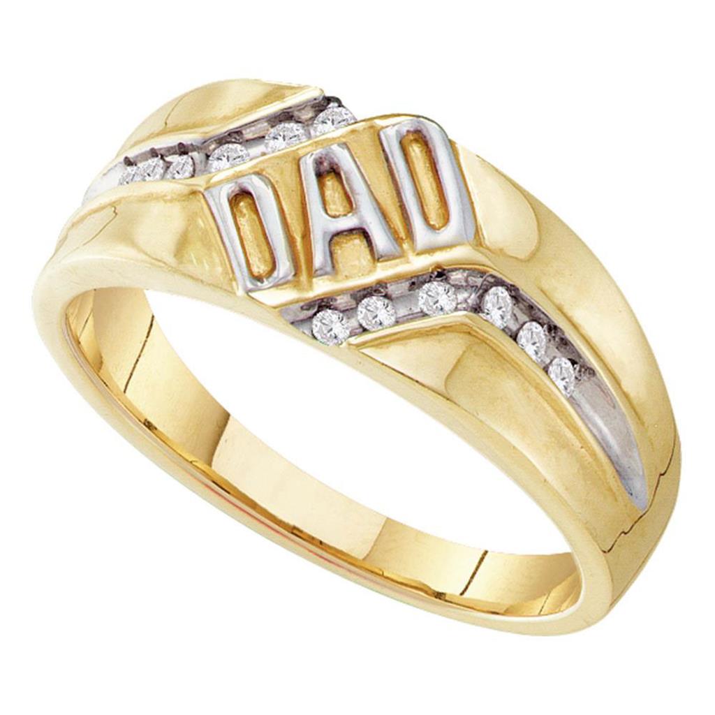 Image of ID 1 14K White Gold Round Diamond Dad Father Band Ring 1/8 Cttw