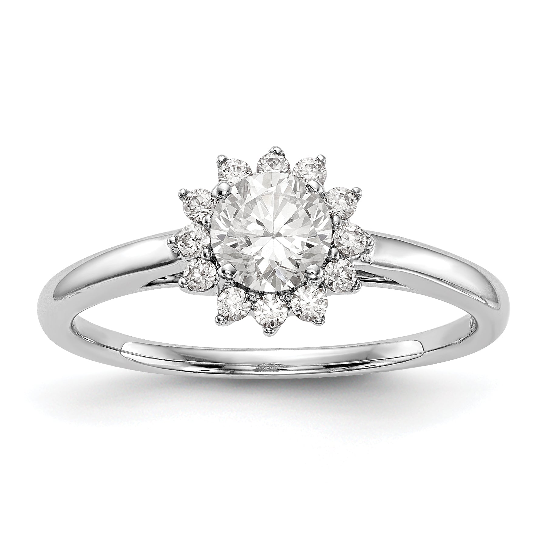 Image of ID 1 14K White Gold Round Simulated Diamond Halo Engagement Ring