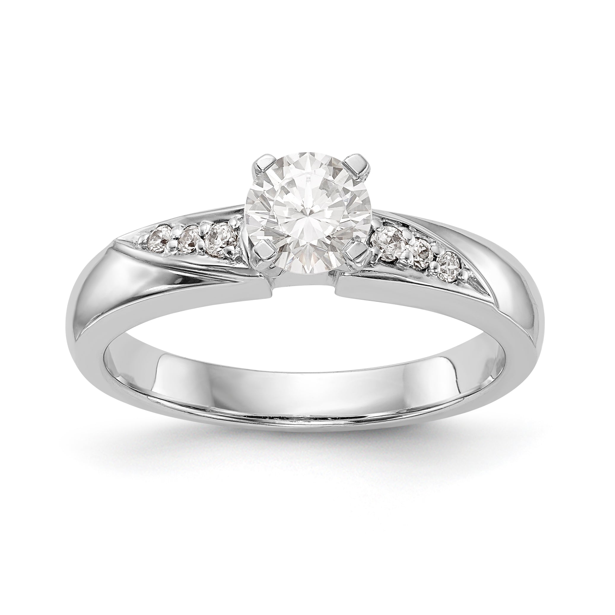 Image of ID 1 14K White Gold Round Simulated Diamond Trio Engagement Ring