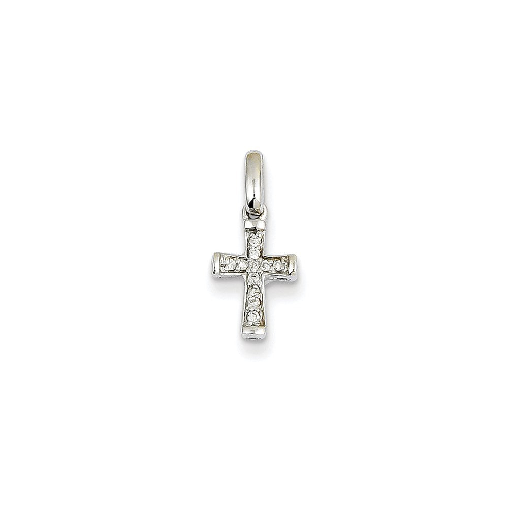 Image of ID 1 14K White Gold Small Real Diamond Latin Cross Pendant