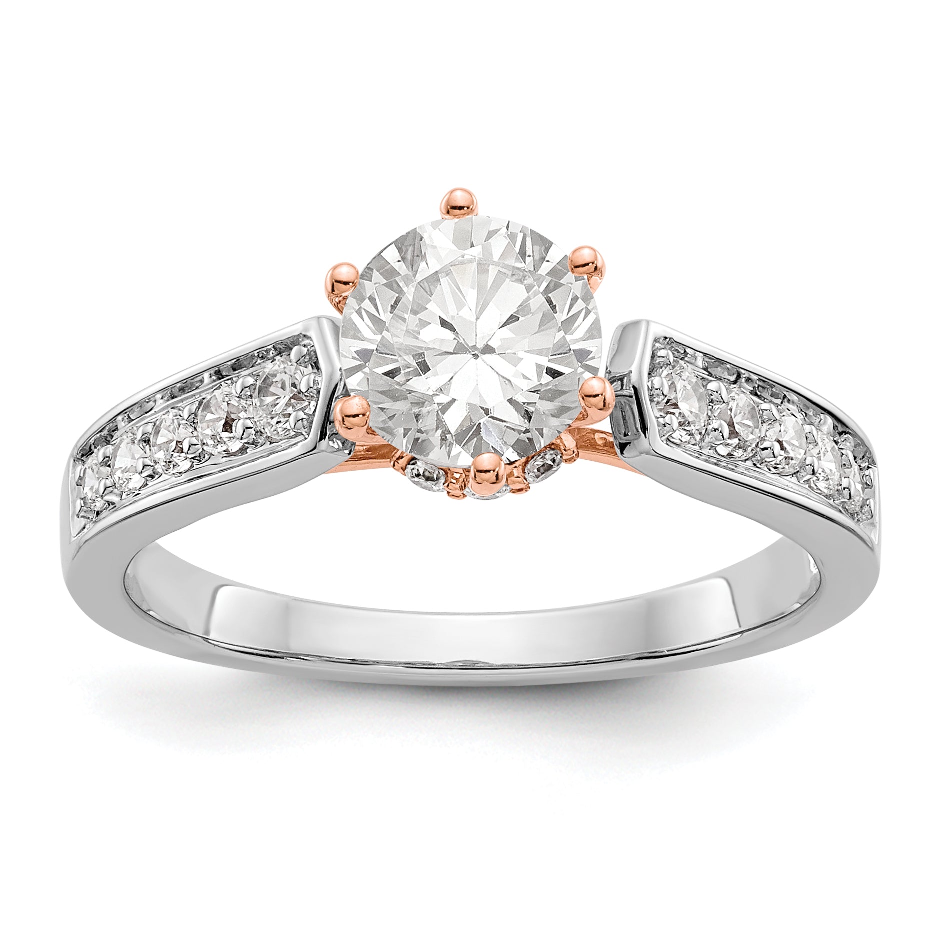 Image of ID 1 14K White Gold and Rose Simulated Diamond Engagement Ring