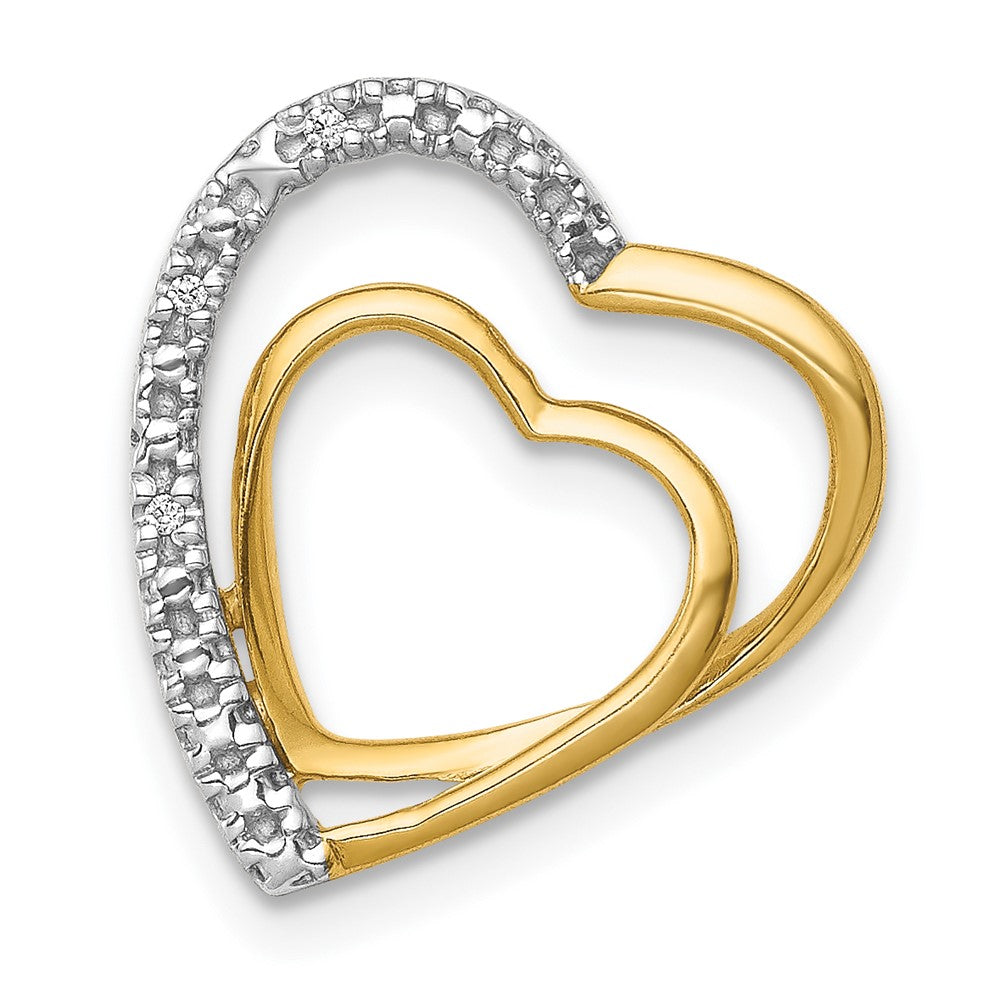 Image of ID 1 14K Yellow Gold 01ct Real Diamond Double Heart Chain Slide