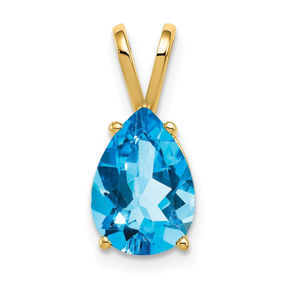 Image of ID 1 14K Yellow Gold 10x7mm Pear Blue Topaz pendant