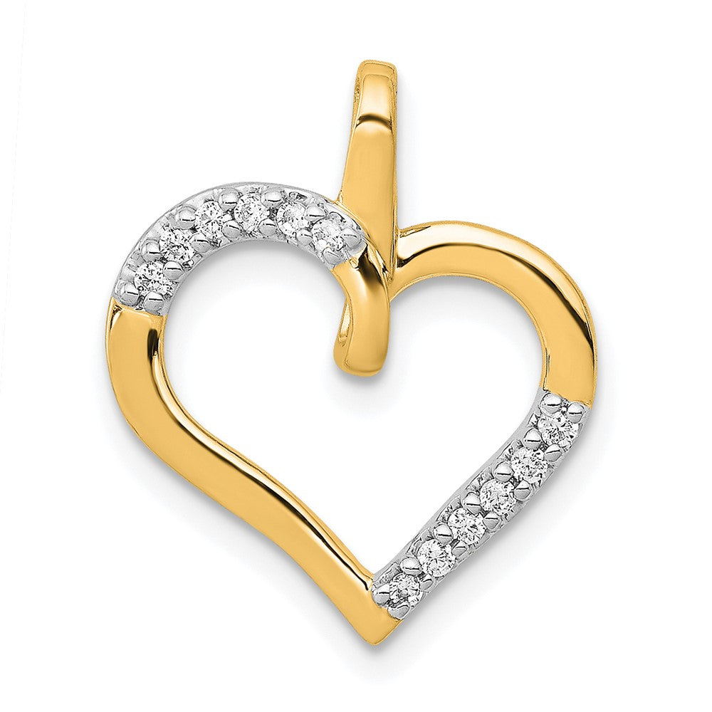 Image of ID 1 14K Yellow Gold 1/10ct Real Diamond Heart Pendant