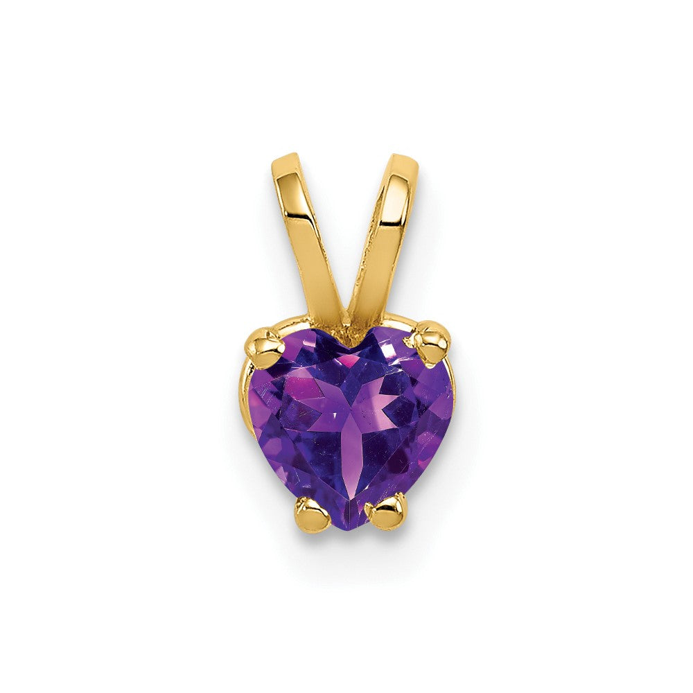 Image of ID 1 14K Yellow Gold 5mm Heart Amethyst pendant