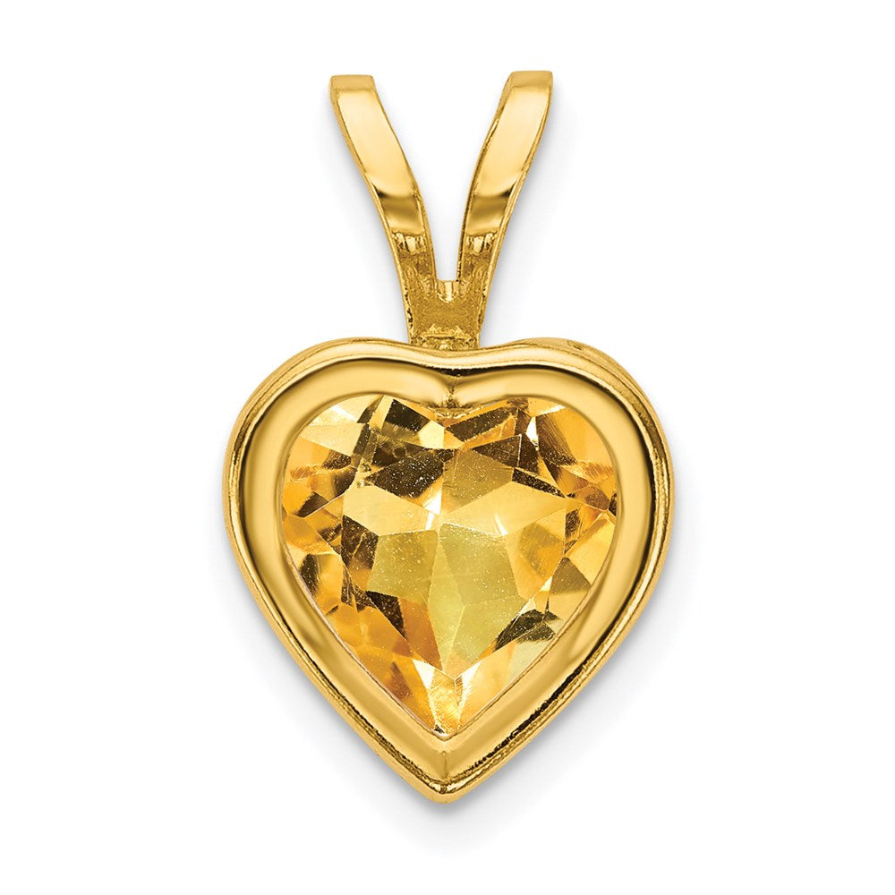 Image of ID 1 14K Yellow Gold 6mm Heart Citrine bezel pendant